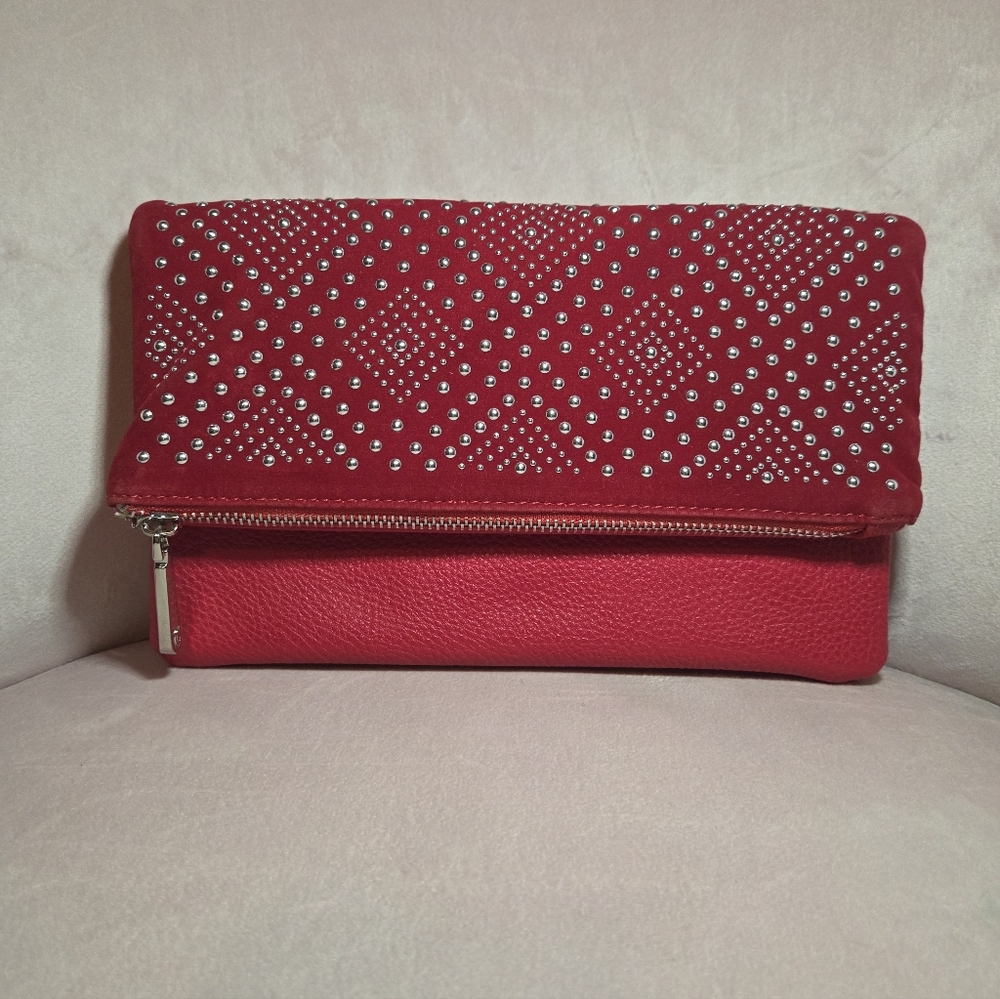 Red Studded Clutch Bag